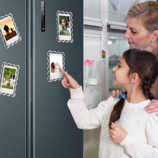 Magnetic Photo Frame Acrylic Refrigerator Magnet Transparent Reversible Photo Holder for Fujifilm Display 3-Inch Photos