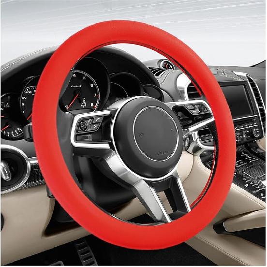 Car Steering Wheel Cover, 13 To 14.17 Inches Anti-Slip Silicone Steering Wheel Protector, Soft Flexible Shock-Absorbent Steering Wheel Protective