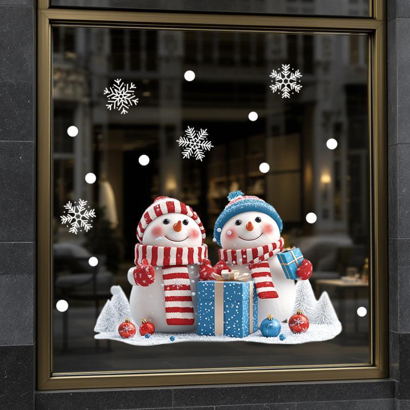 Christmas Static Window Clings Robin Snowflake Winter Design Non Adhesive for Xmas Home Office Glass Decor