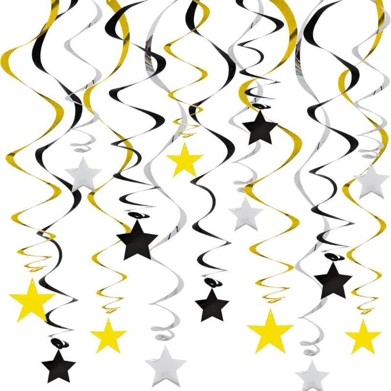 30 шт. Элегантные подвесные спирали со звездами для украшения фестивалей и вечеринок, разработанные для легкой установки и стабильного использования