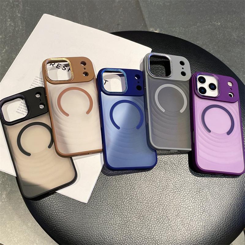 Магнитный чехол для iPhone 17 Pro Max с ощущением кожи, для моделей с большим отверстием 13/14/15/16, матовый