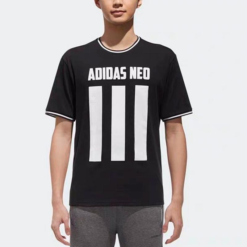 adidas Нео повседневная спортивная футболка с круглым вырезом, мужские топы, черный CV6874