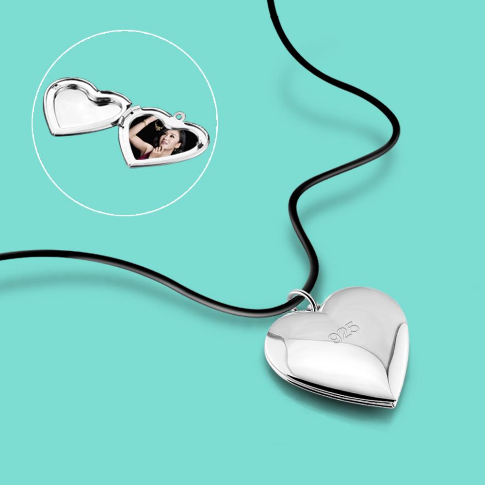 New Women's 925 Sterling Silver Necklace Classic Heart Photo Box Pendant Customizable Photo Anniversary Jewelry Gift Bijoux