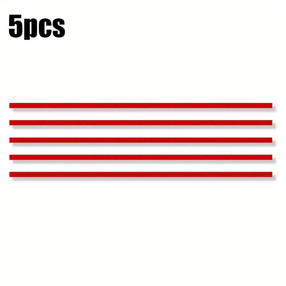 5pcs Reflective Strips Car Stickers Auto Front Hood Grille Mouldings Red Waterproof Car Decor Accessories Exterior Parts