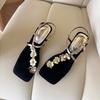 Модные французские прозрачные шлепанцы с ремешком, туфли феи для улицы, новые летние сандалии-флип-флопы со стразами высокого класса