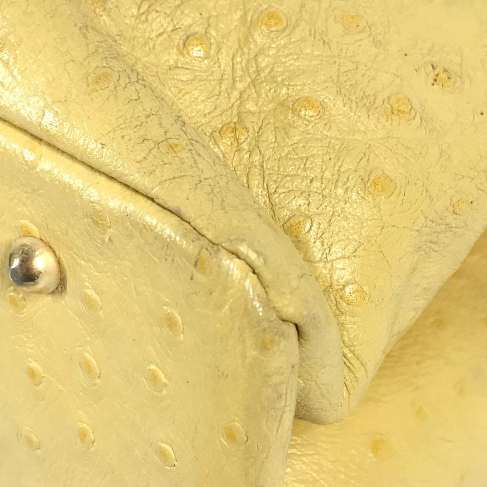 VERSACE vintage Sunburst logo Bag Tote Bag Shoulder Bag Embossed Leather yellow