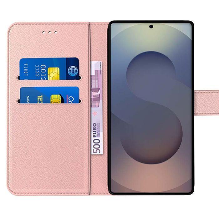 Coque de protection - BOOLING - pour Samsung Galaxy S25 Ultra - Cuir PU Rose - Antichoc - Support intégré