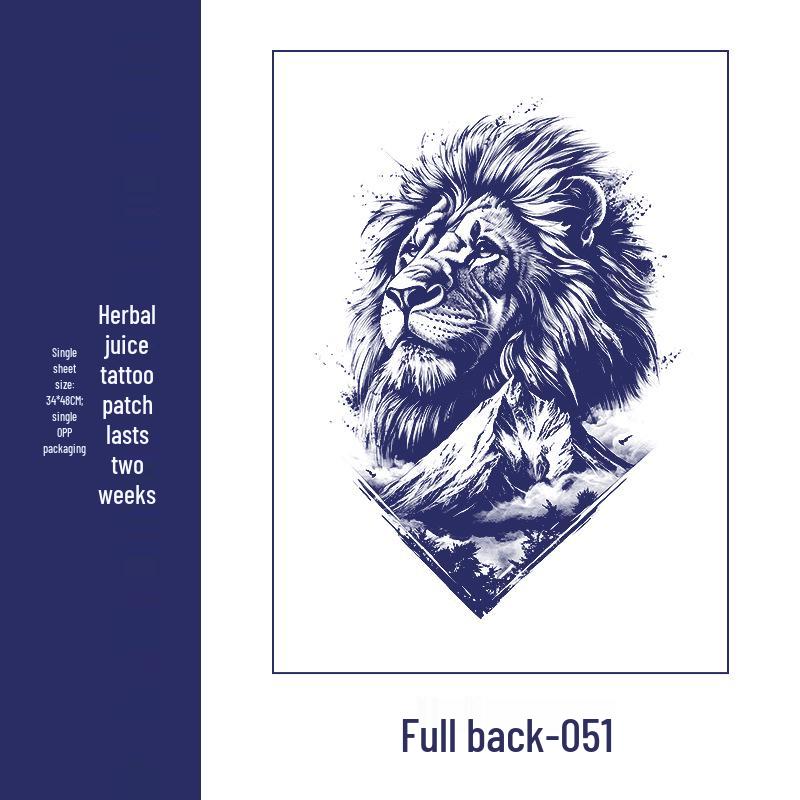 Waterproof Men's Herbal Tattoo Stickers: Full & Half Back, Long-Lasting, Large Floral Designs for Chest & Arm.
