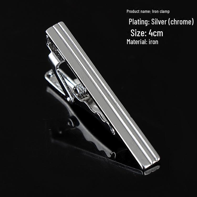 Корейский мужской серебряный формальный зажим для галстука - простой дизайн линии 4 см, идеальный подарок на праздник