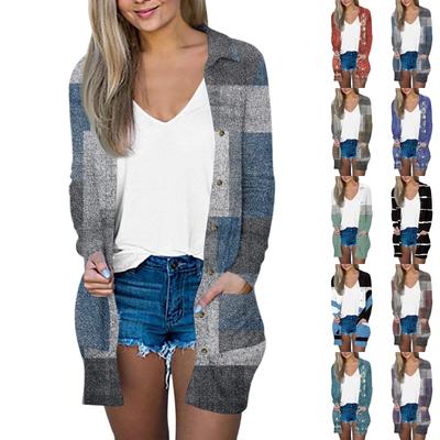 Женский повседневный модный кардиган-жакет средней длины с длинными рукавами и цветочным принтом