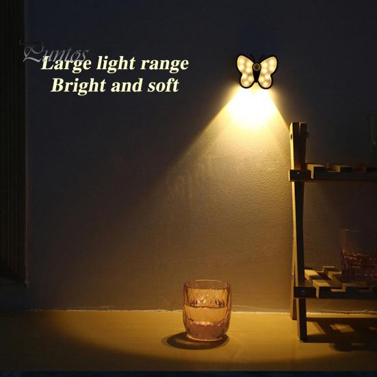 Светодиодный ночник-бабочка с регулируемой яркостью, перезаряжаемый через USB, умный датчик движения, беспроводной ночник, прикроватная лампа