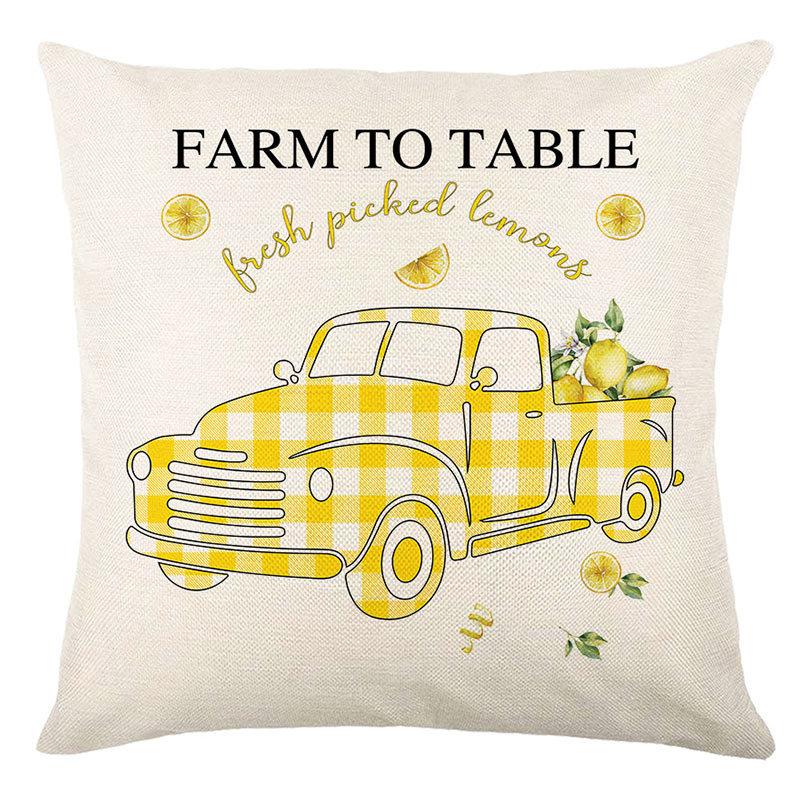 Pillow Cover Nordic Ins Pillow Summer Yellow Lemon Square Print Pillow Cover Cushion