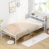 Holdm Single White Bed Frame with 300kg Weight Capacity and Two Outlets, White Pipe Bed Frame with Outlets, Headboard Shelf, Steel Bed Frame, Quiet, S