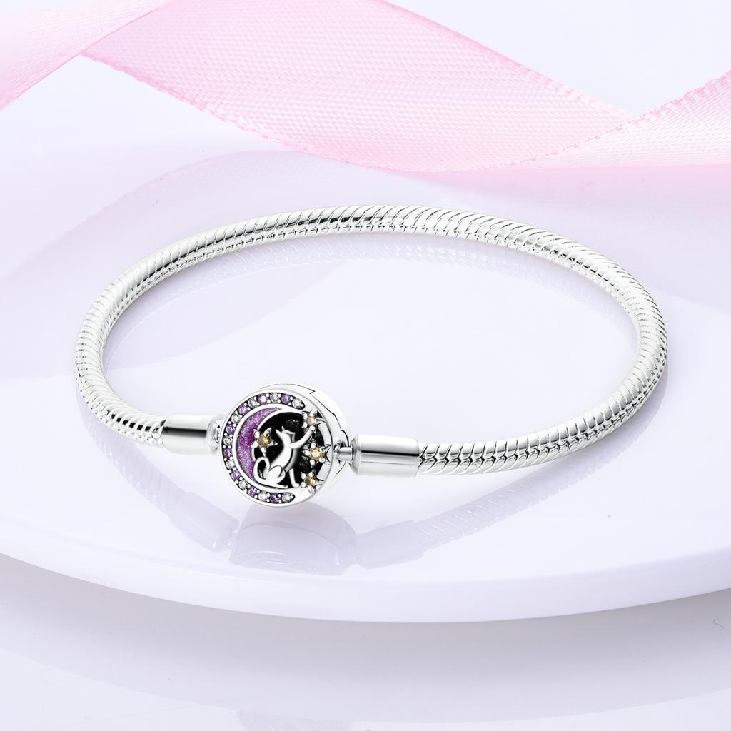 925 Sterling Silver Love Lock Snake Chain Cat Claw Bracelet Fit Original Charm Beads For Women Design Jewelry