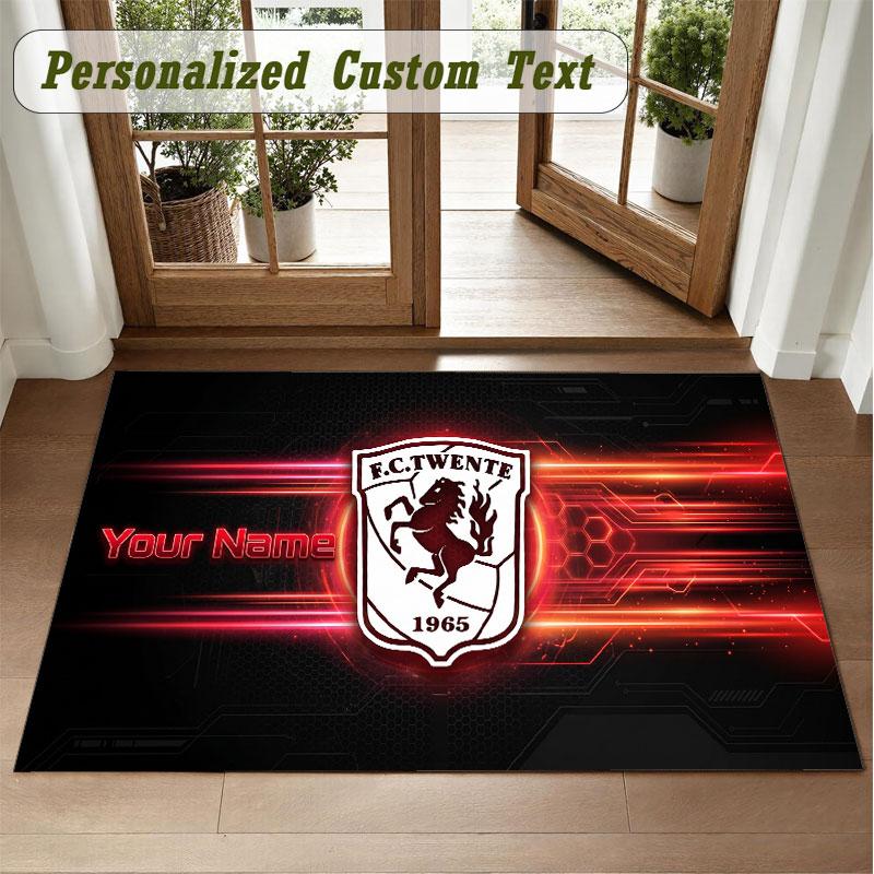 Crystal Velvet Square Rug Custom NameFC Twente Pattern Non Slip Home Floor Decor Rug