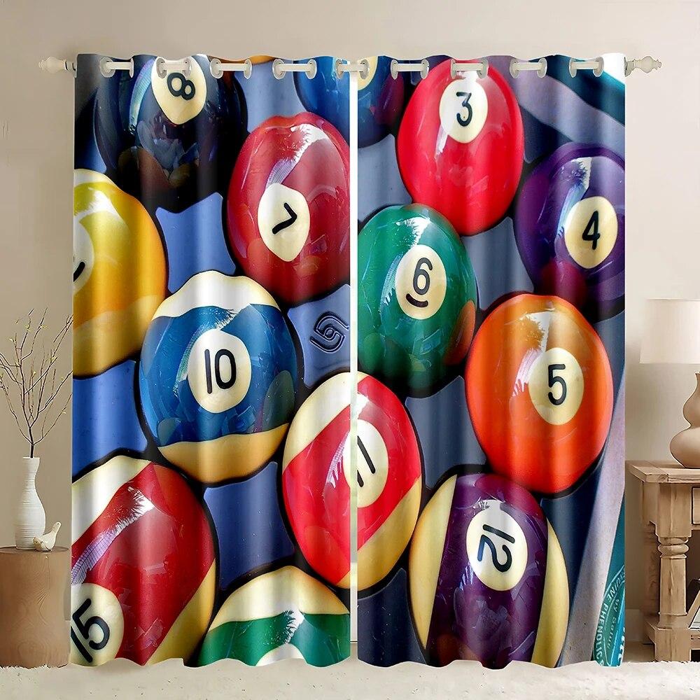 Billiard Pool Balls Arrangement Snooker Contest Beginning Entertainment Game Print Blackout Curtains