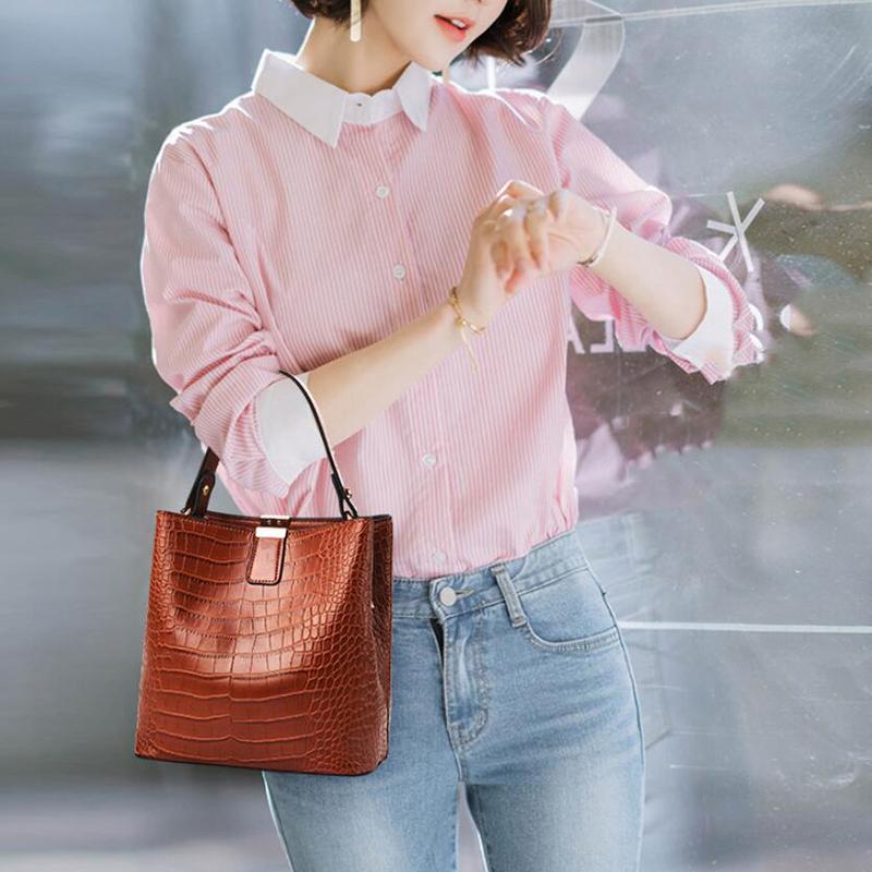 Женская сумка-ведро с крокодиловым узором, сумка через плечо, женская сумка из искусственной кожи