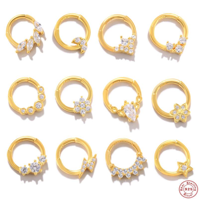 Серьги для пирсинга хряща из стерлингового серебра 925 пробы в стиле хип-хоп, кольца для носа, кольца для губ, серьги, украшения для тела, гипоаллергенные, для женщин и мужчин