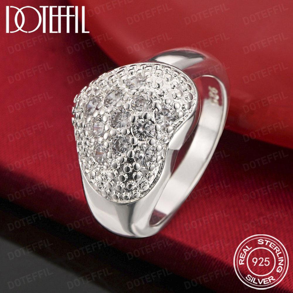 925 Sterling Silver Heart AAA Crystal Ring for Women Man Wedding Engagement Party Fashion Charm Jewelry