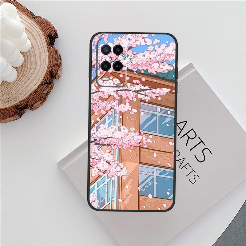 Токио Сакура вишневый пейзаж Чехол для Oppo A15 A80 A60 A40 A94 A54 A98 A78 A18 A38 A58 A16 A76 A96 A17 A77 A74 A57S Обложка