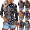 Женская модная повседневная рубашка с лацканами и рукавом 3/4 с принтом, женские топы на пуговицах