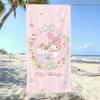 1 шт. Sanrio My Melody Розовое пляжное полотенце | Милый дизайн с тортом и друзьями, Мягкое, Впитывающее, Быстросохнущее, Полиэфирное микроволокно