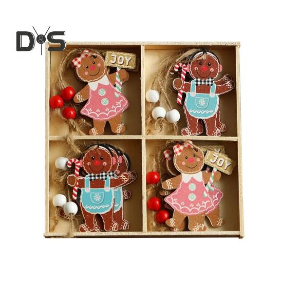 12 шт. рождественские подвесные украшения деревянные пряничные человечки гномы подвеска для рождественской елки украшения для дома кухни праздничные принадлежности для вечеринок