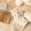 Winter Warm Socks for Women Korean Love Heart Embroidery Mid-Calf Sock Solid Color Ladies Terry Socks