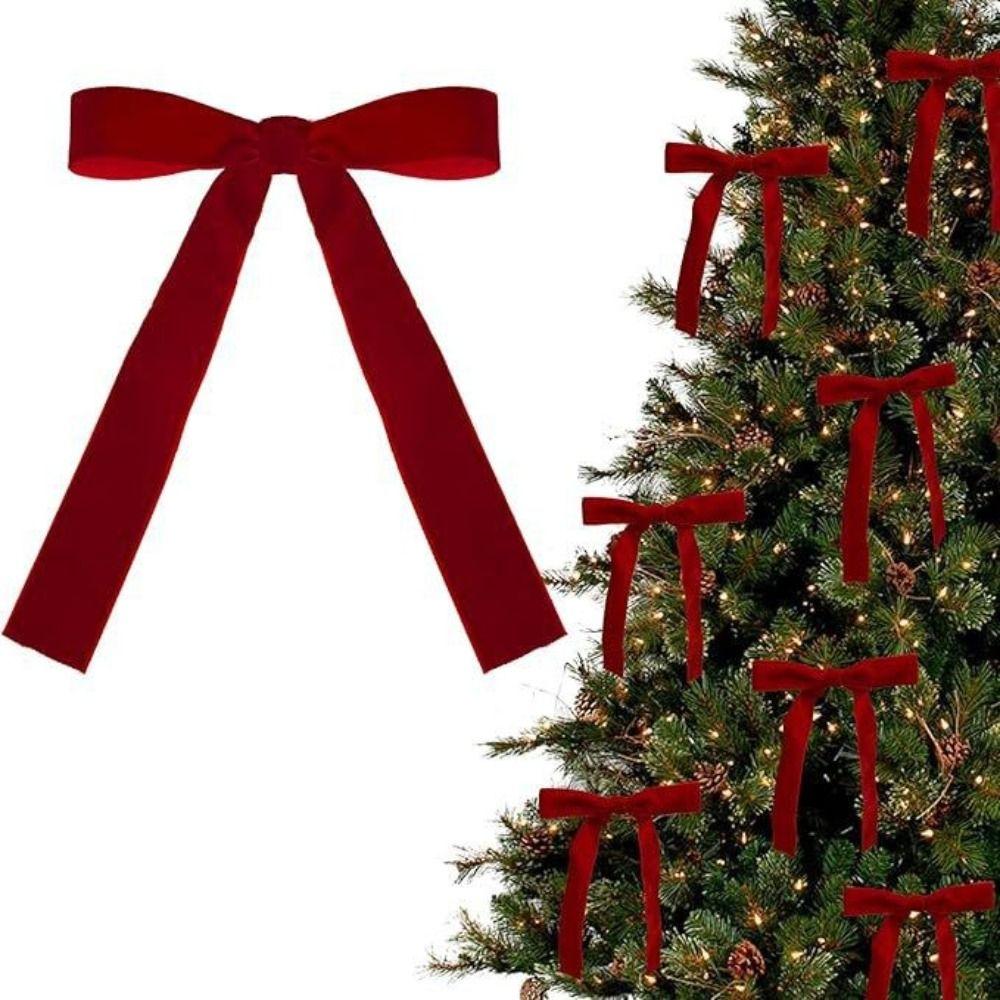 With Cable Tie Christmas Tree Ornaments Home Decor Velvet Christmas Bows Xmas Decorations