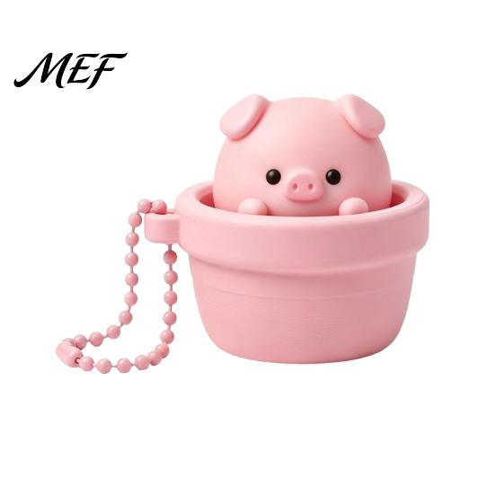 Handheld Sensory Gadget Potted Pig Clicker Toy with Bead Chain, Clicky Button Fidget for Stress Relief, Finger Backpacks School Bags Decor Keychain