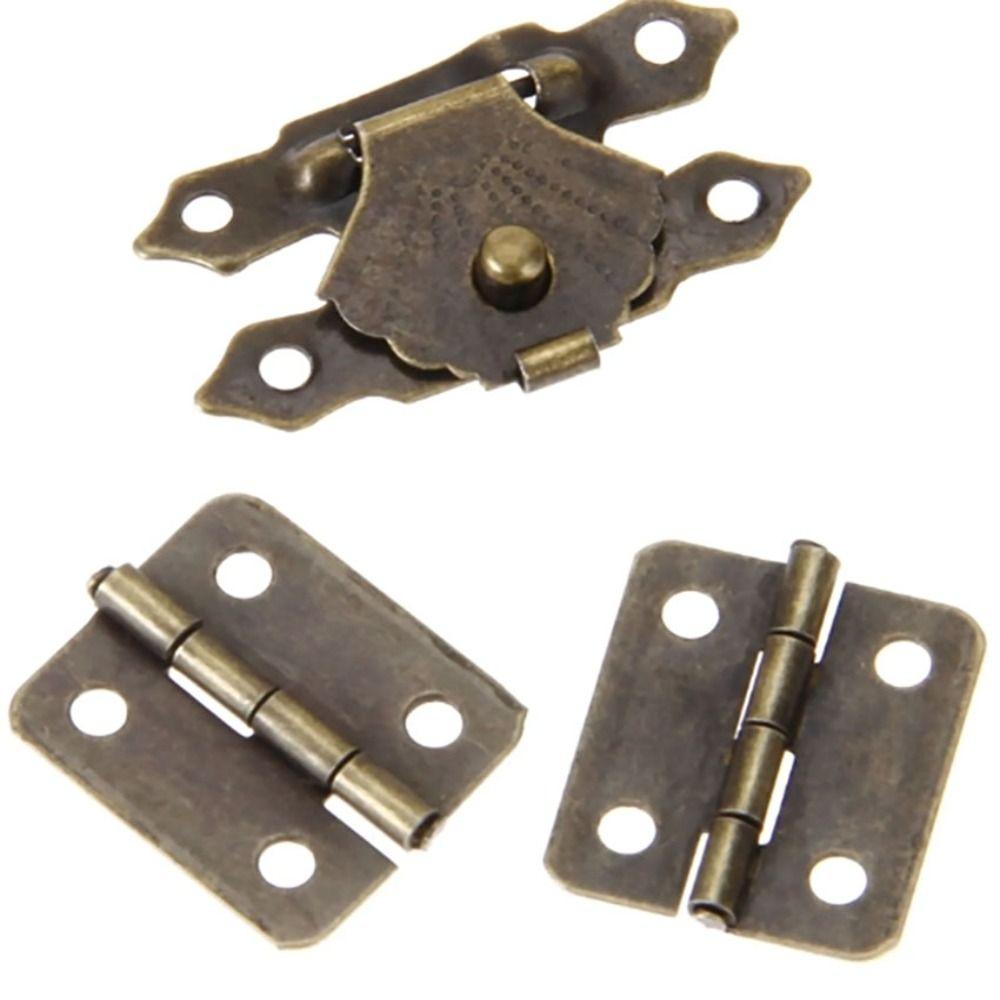 1 комплект аксессуаров, петли для мини-шкафа, винтажные петли для мебельного шкафа, бронзовая петля с засовом, деревянная коробка