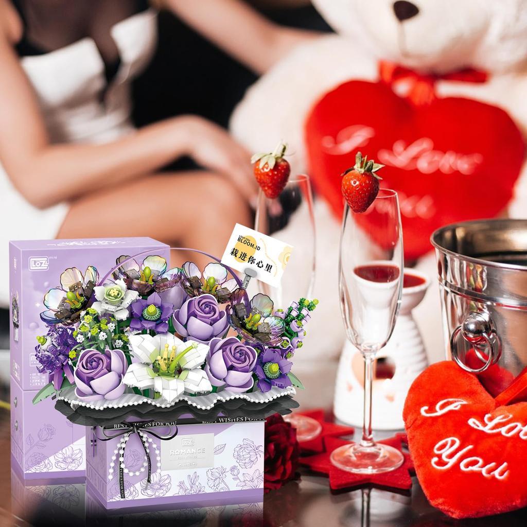 MEIEST Flower Bouquet Building Blocks Model Set Искусственная роза Ручная подарочная коробка на День святого Валентина Растение бонсай Строительный кирпич Игрушка Украшение для дома