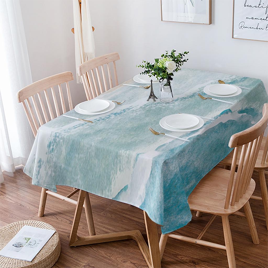 Пляжная градиентная синяя скатерть Праздничный декор Водонепроницаемые прямоугольные скатерти Свадебный декор Крышка стола