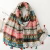 Fashion Luxury Women Viscose Scarf Floral Designer Shawl Print Cotton Linen Feeling Tassel Muslim Hijab Wrap Turban