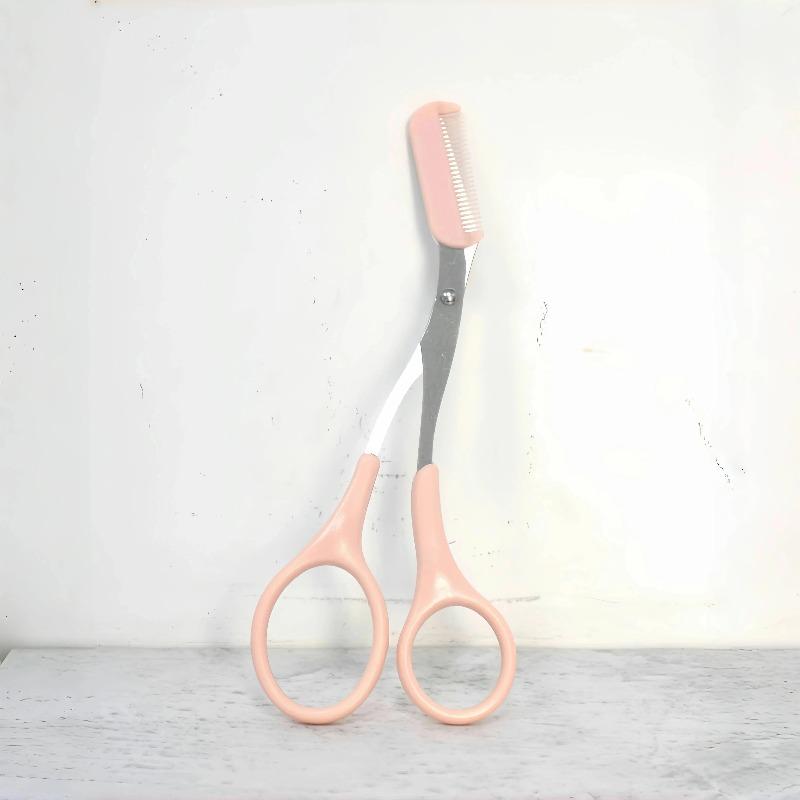 1pcs Eyebrow Trimming Scissors with Built-in Comb - Stainless Steel, Precise Grooming Tool, Creating Perfect Eyebrows