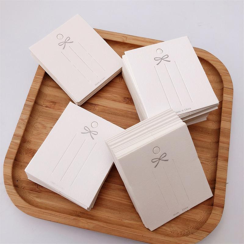 50Pcs White Hairpin Card Trinket Bow Display Cards Cardboard Packing Paper