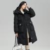 Fashion Waist Down Jacket Women's Medium and Long Winter Loose Big Pocket Duck Down Jacket Tide