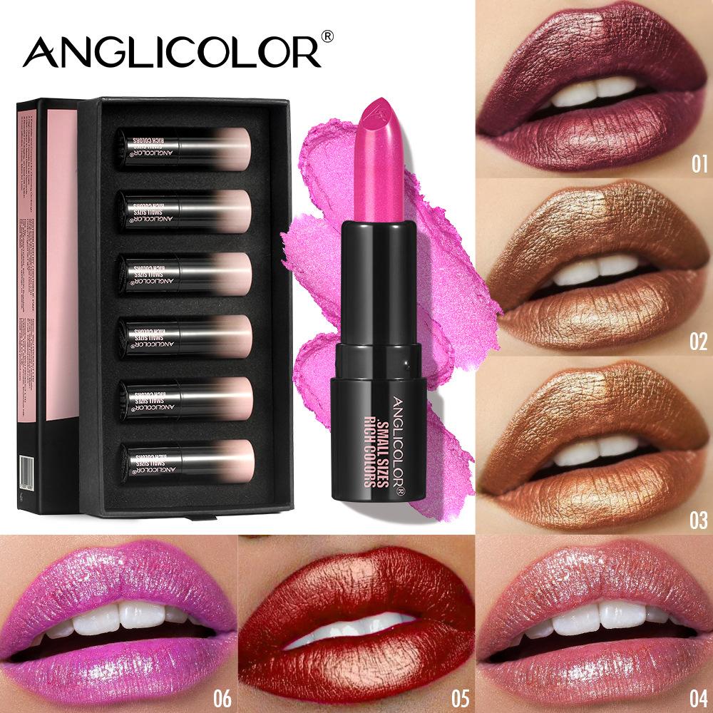 Набор из 6 перламутровых помад, бархатный блеск, долговечная водостойкая помада, не выцветает, не липнет