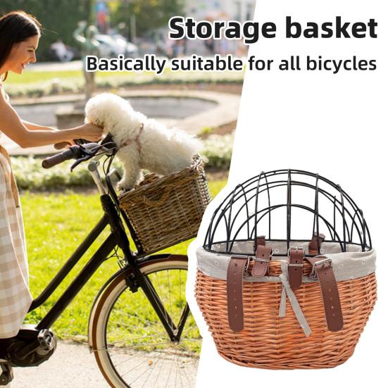 Корзина для хранения велосипеда большой вместимости универсальная простая в установке плетеная вручную сиденье для питомца передний багажник на руль велосипедные аксессуары