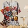 Женская повседневная свободная весенняя рубашка, женские топы с коротким рукавом и принтом 3D-цветов