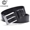 Ремни COOLERFIRE для мужчин, черный и коричневый верхний ремень из натуральной кожи с большой серебряной пряжкой, деловой ремень
