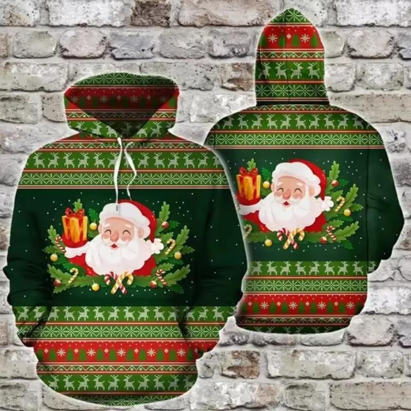 Christmas Themed 3D Printed Men's Hoodie Casual Comfortable Autumn Winter Long Sleeved Hoodie