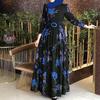 Long Sleeve Flower Print Women Muslim Dress Ethnic Floral Print Women Skirt Maxi Kaftan Robe Women's Dress Woman Dresses