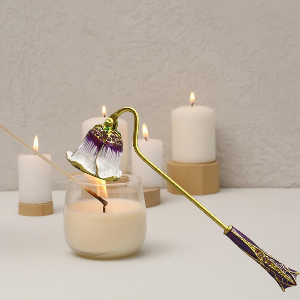 Гаситель свечей с длинной ручкой, противоскользящий инструмент для гашения свечей, гравировка цветов, триммер для фитиля для любителей свечей, украшение для дома