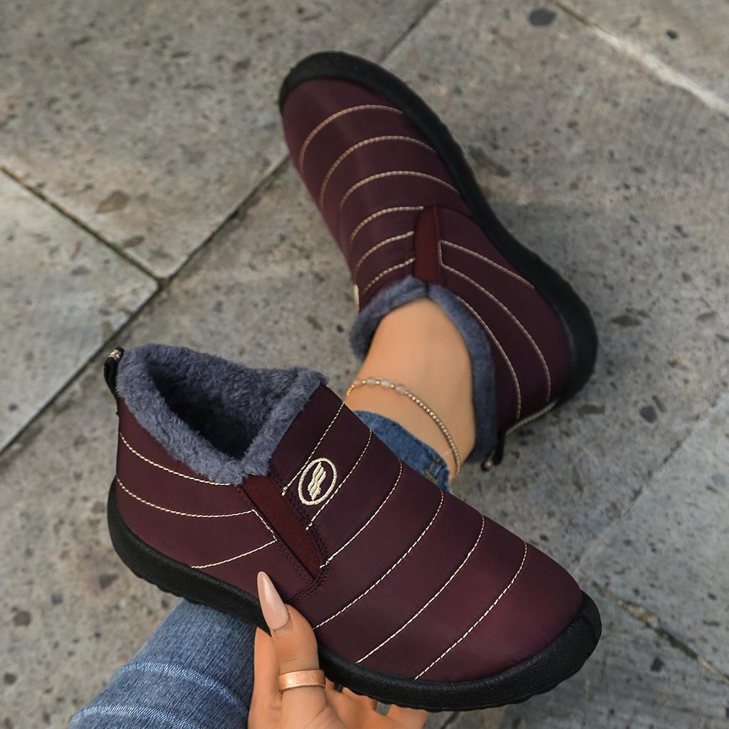 Очень теплые зимние ботинки большого размера 48 - Нескользящая толстая подошва, Зимние ботинки с круглым носком, Минималистичный дизайн однотонного цвета для походных ботинок для улицы