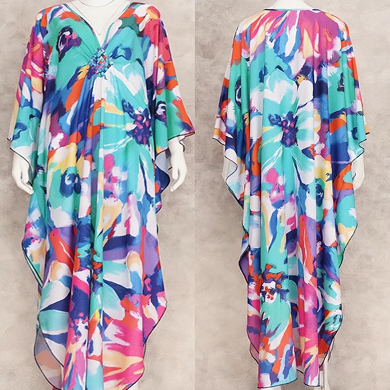 2022 накидки с принтом, сексуальное летнее пляжное платье с глубоким v-образным вырезом, туника, кафтан, женская пляжная одежда, купальник, халат De Plage Q1289