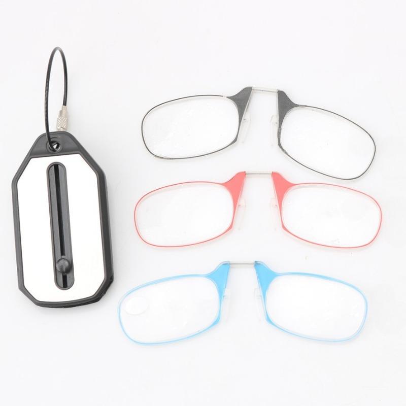 Nose Clip-on Reading Glasses Folding Legless Ultralight Keychain Glasses Men Women Mini Portable Presbyopic Glasses