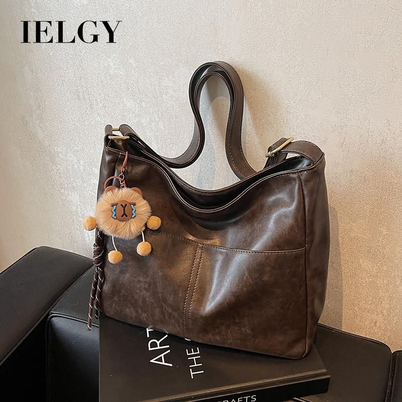 Ielgy Retro Large-Capacity Bag Autumn Winter Commuter Shoulder Cross-Body Fashion Tote Bag