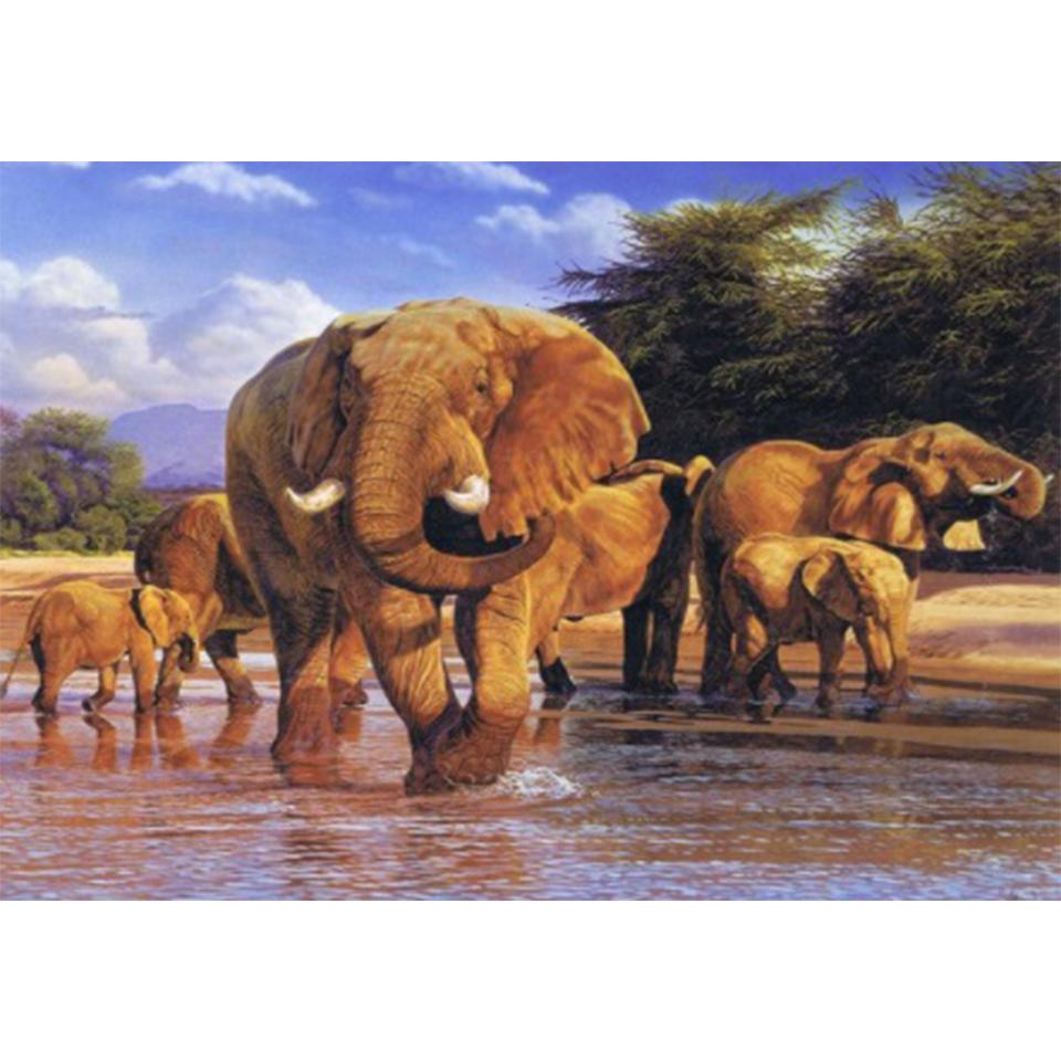 5D DIY Diamond Painting Animal Elephant Rhinestone Picture Full Diamond Embroidered Elephant Mosaic Art Furniture Decoration