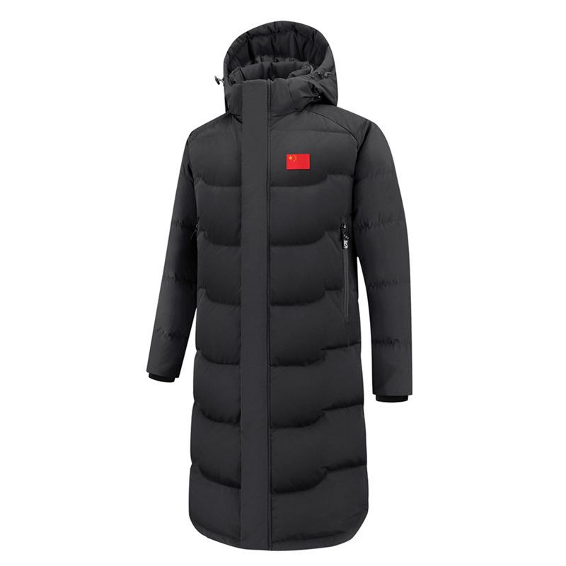 Китайская командная зимняя пуховая куртка - Унисекс спортивное длинное пальто для экзамена по искусству и тренировок